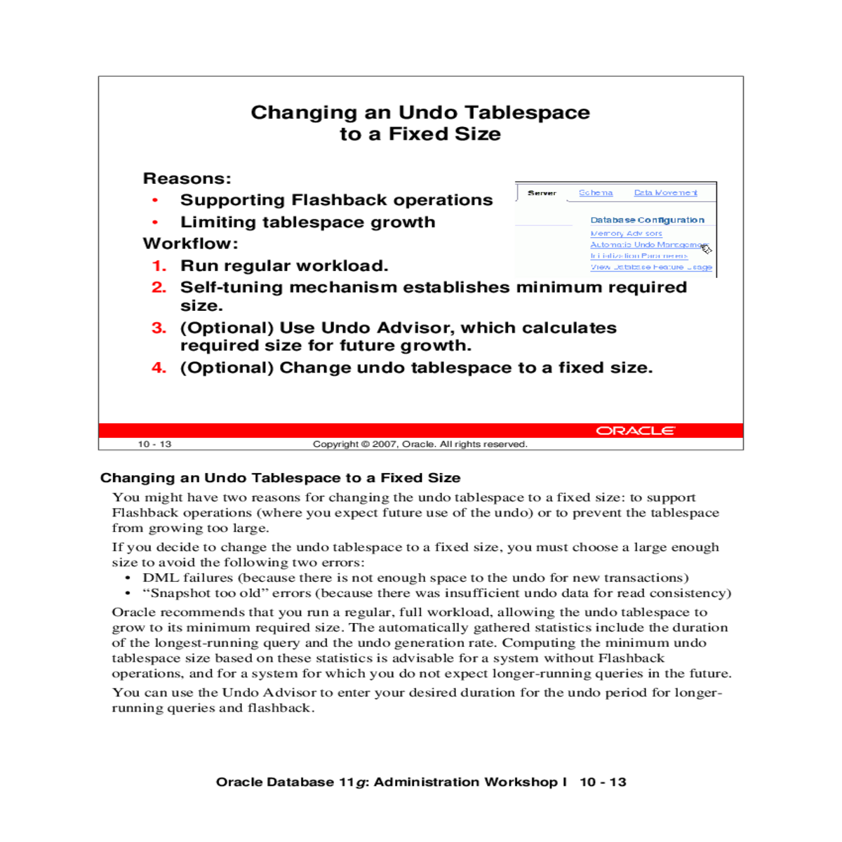 limiting tablespace growth supporting flashback operations