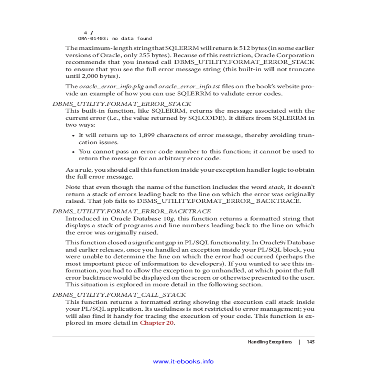 that job falls dbms backtrace introduced oracle da