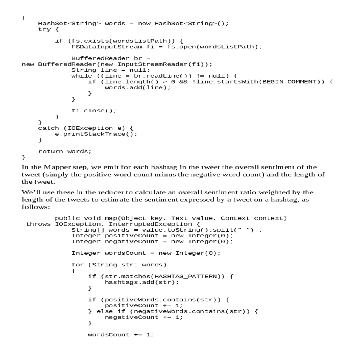 hashset fsdatainputstreamfi newbufferedreader stri