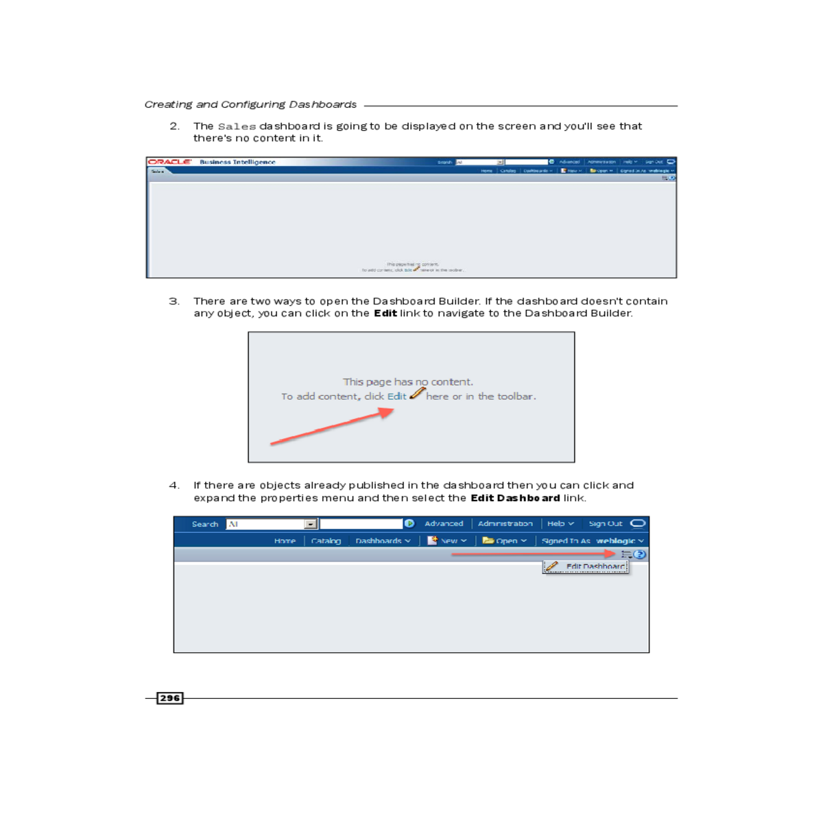 creating and configuring dashboards
