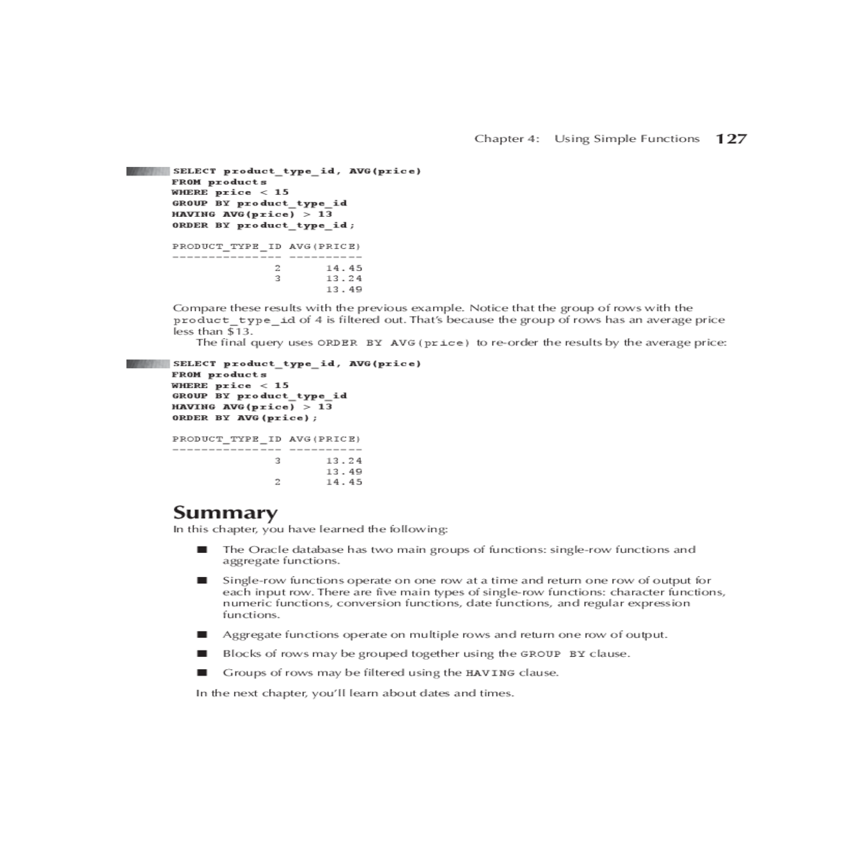 chapter using simple functions select product