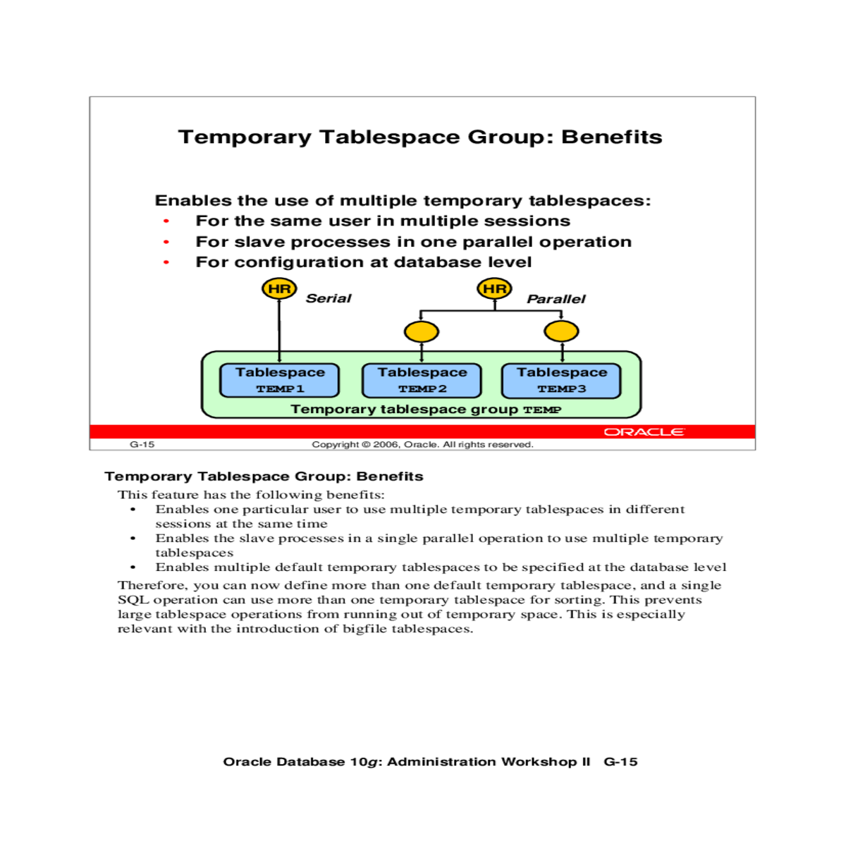 and select the temporary tablespaces that belong t