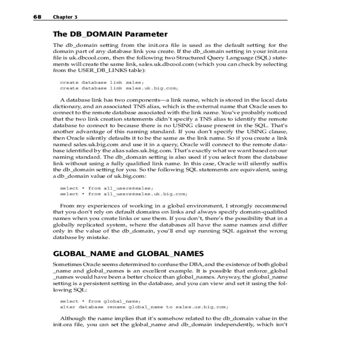 dba creates database link the london database