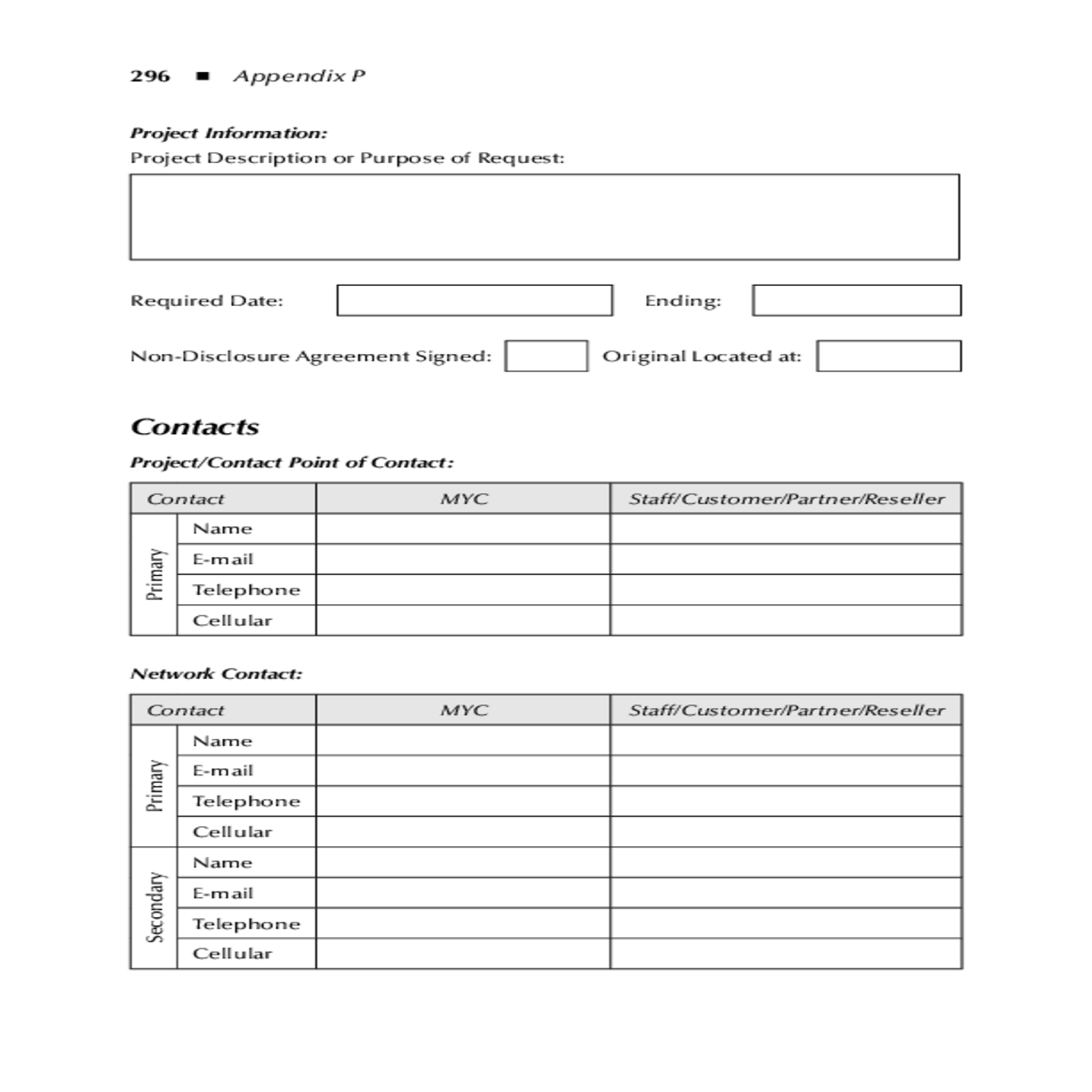 appendix pproject information description purpose 