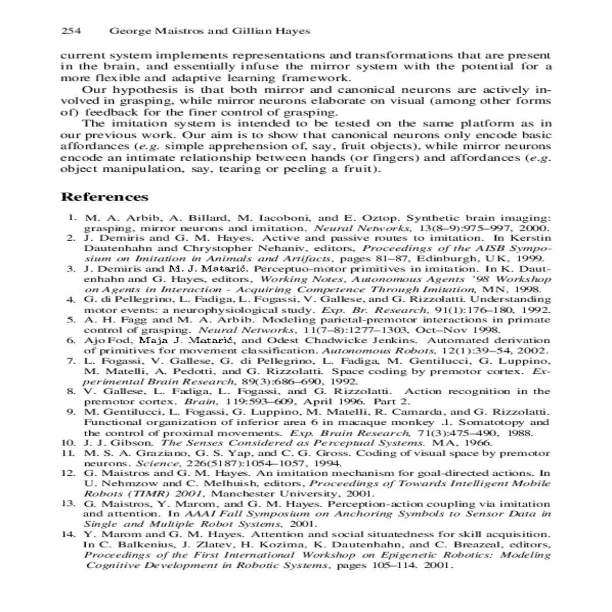 premotor cortex and the recognition motor actions