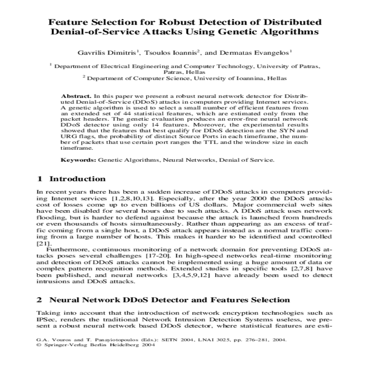 present robust neural network based ddos detector