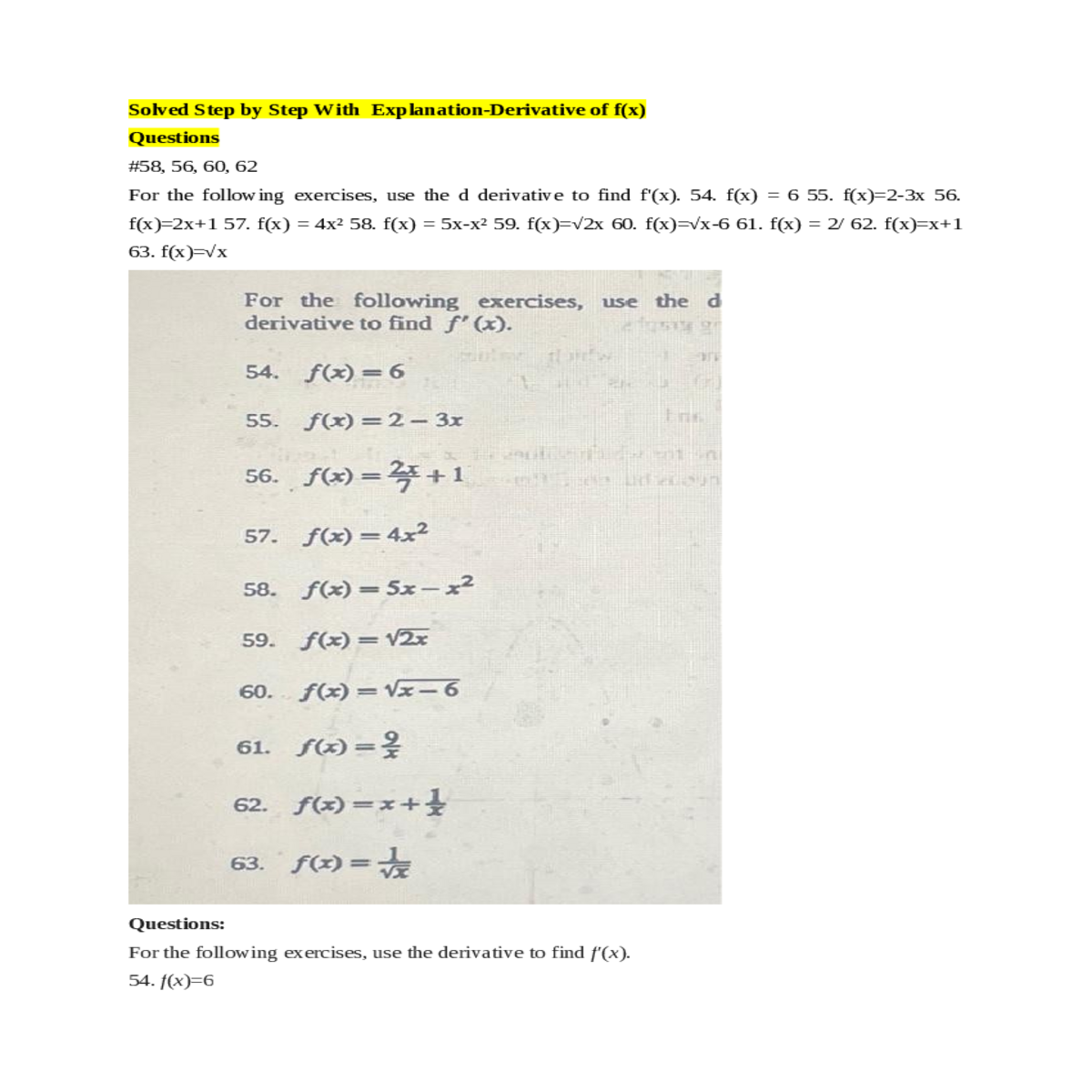 applying the power rule