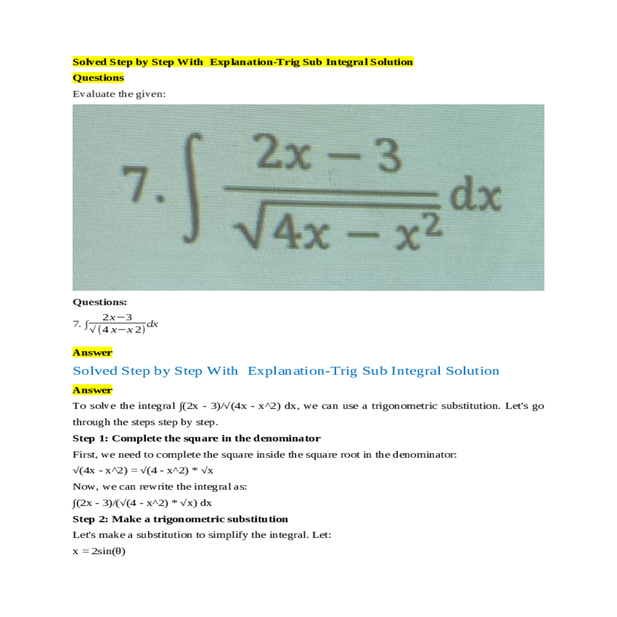 need complete the square inside the square root th