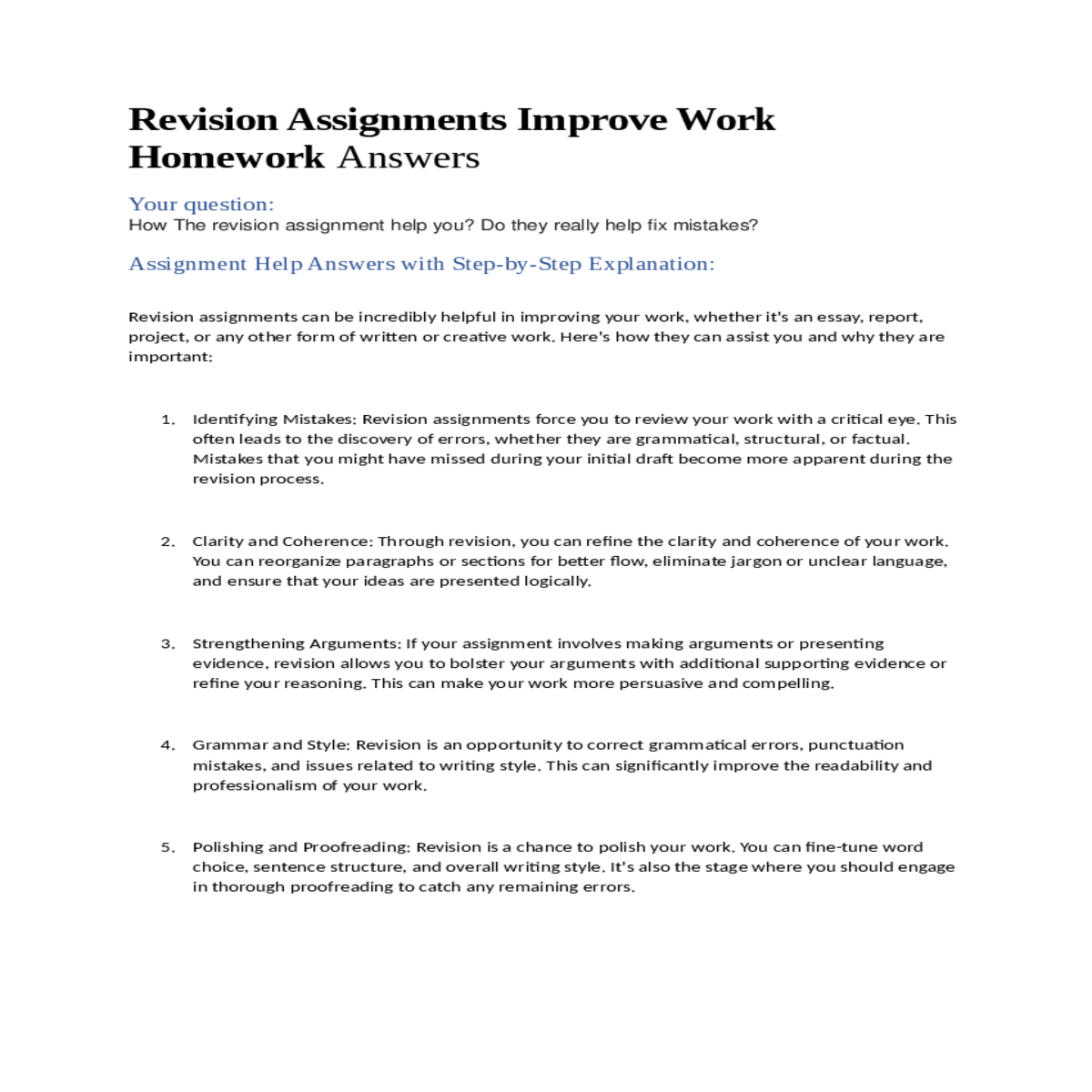 assignment help answers with stepbystep explanatio