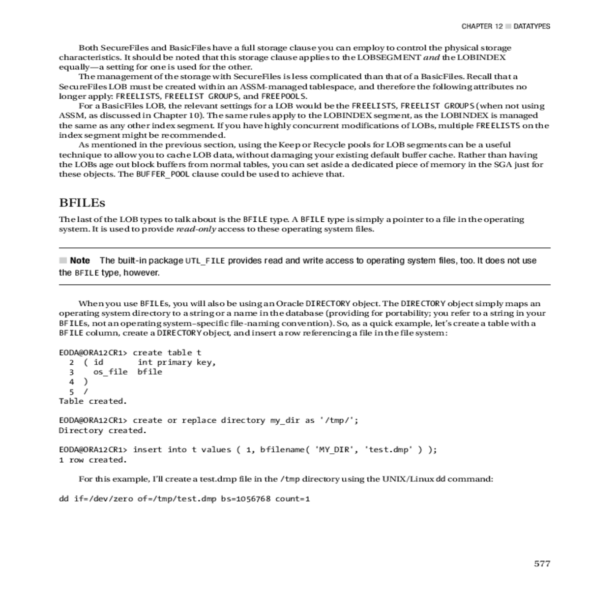 the bfilename builtin function accepts string