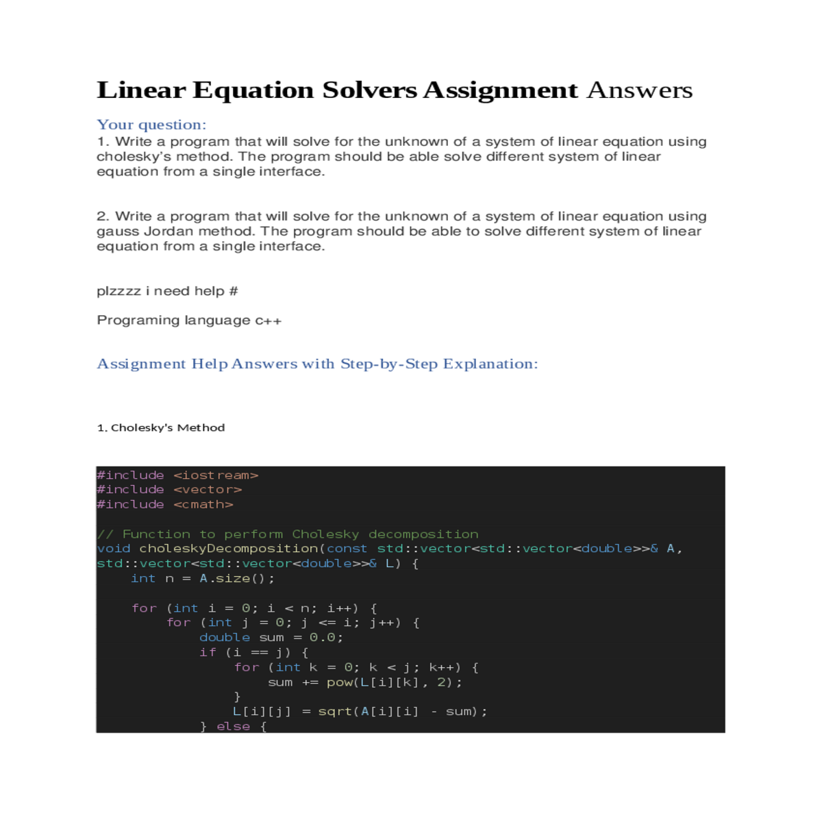 assignment help answers with stepbystep explanatio