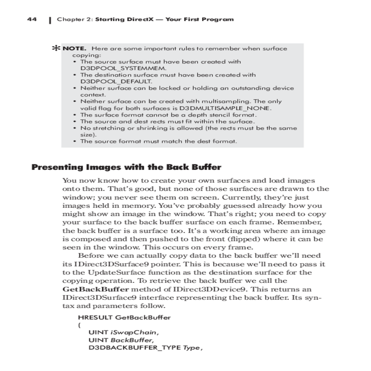 retrieve the back buffer call the getbackbuffer me