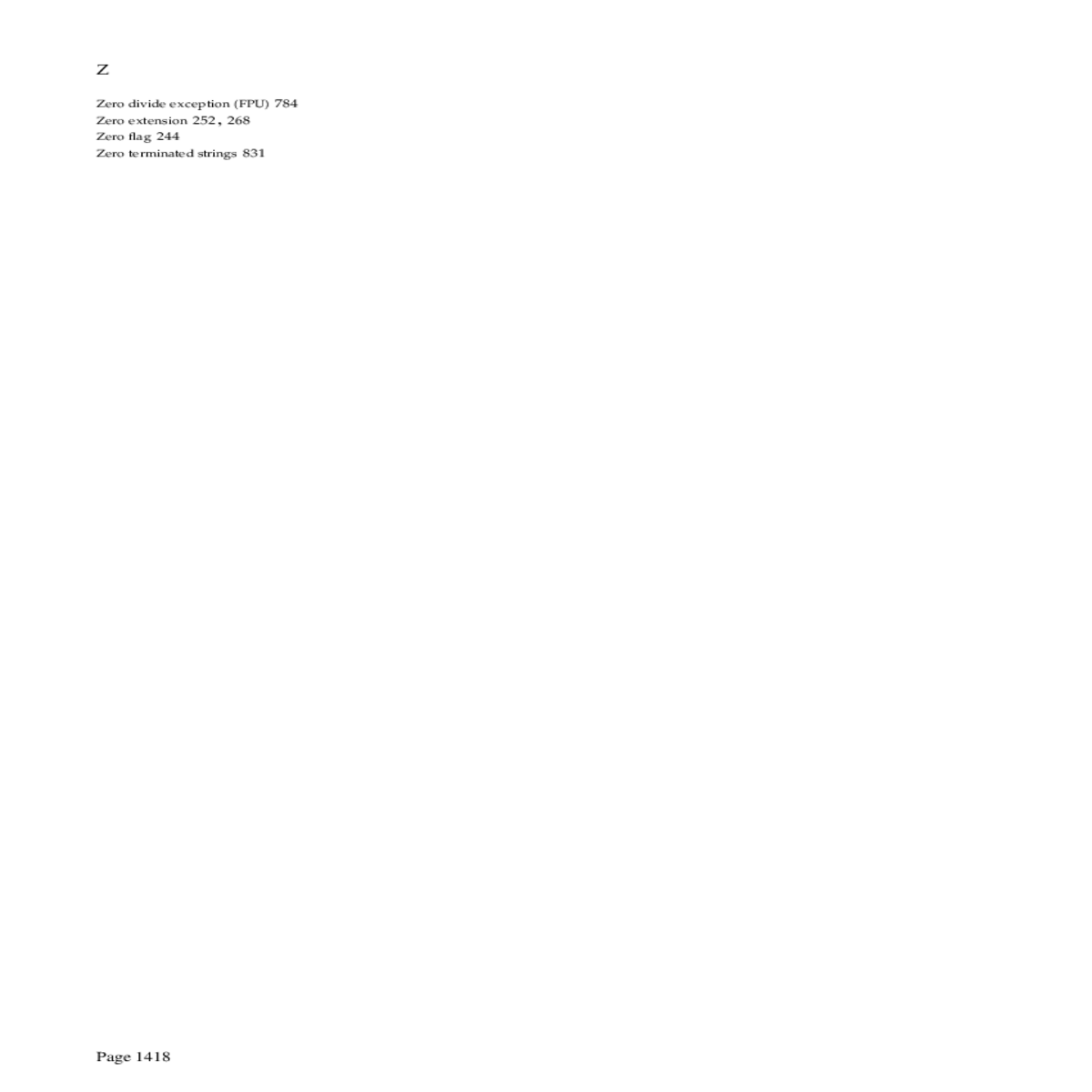 zero flag zero terminated strings page
