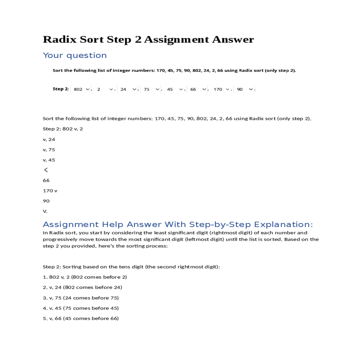 assignment help answer with stepbystep explanation