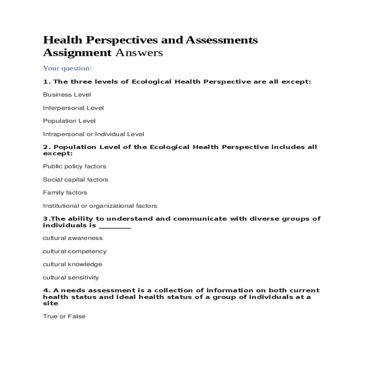 not necessarily the ideal health status