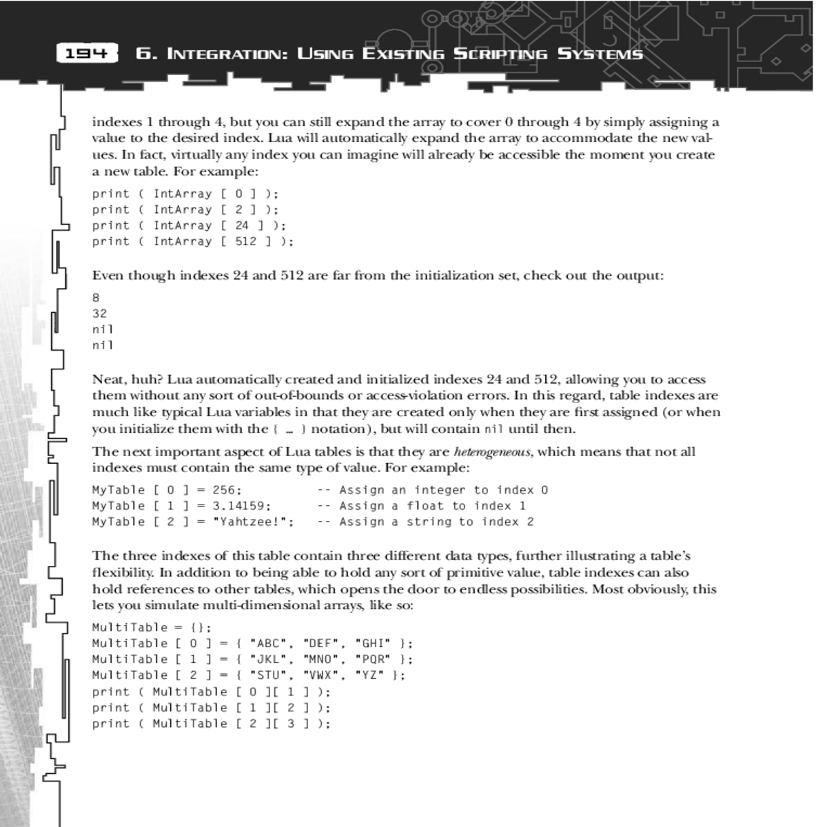 containing string set the index index string print