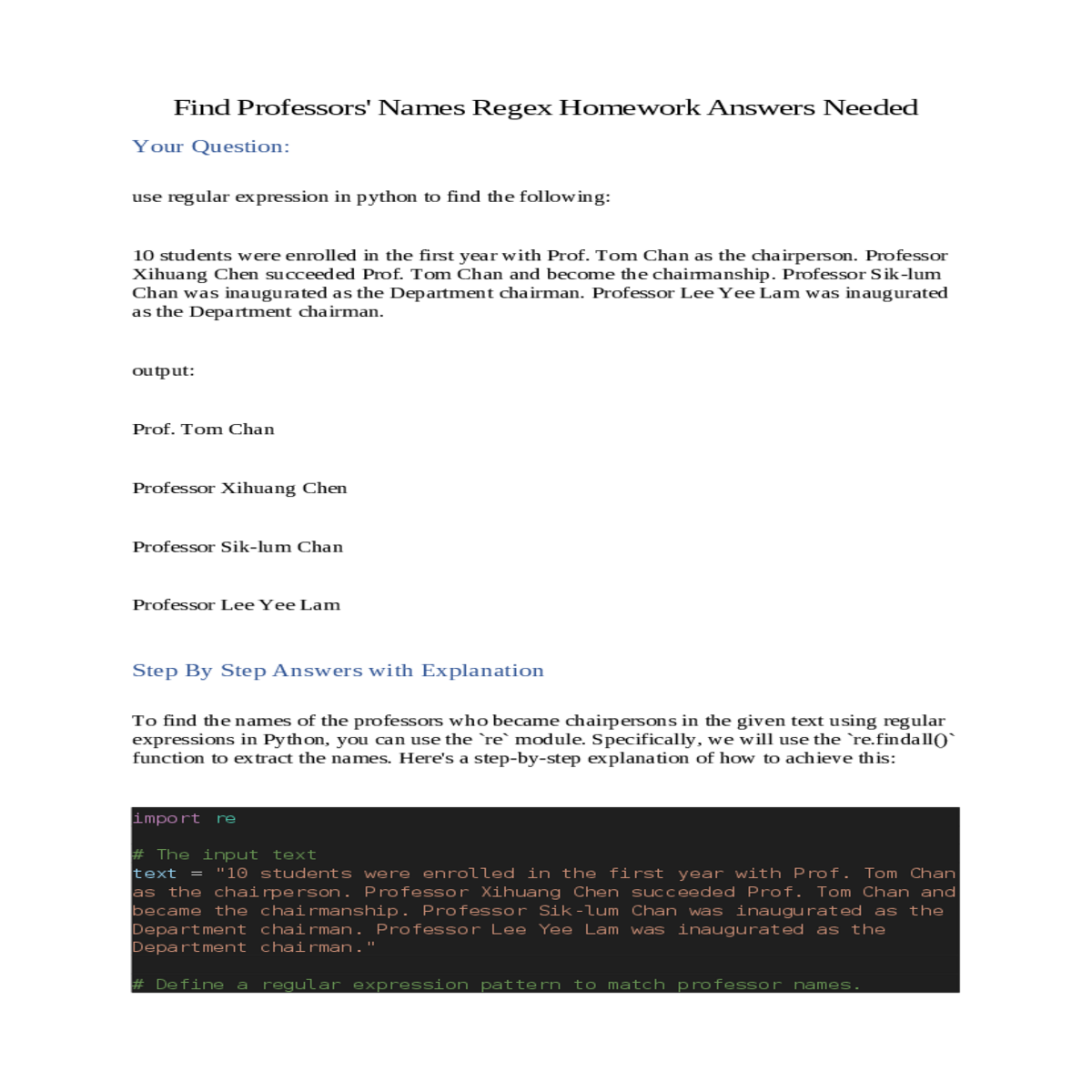 step by step answers with explanation