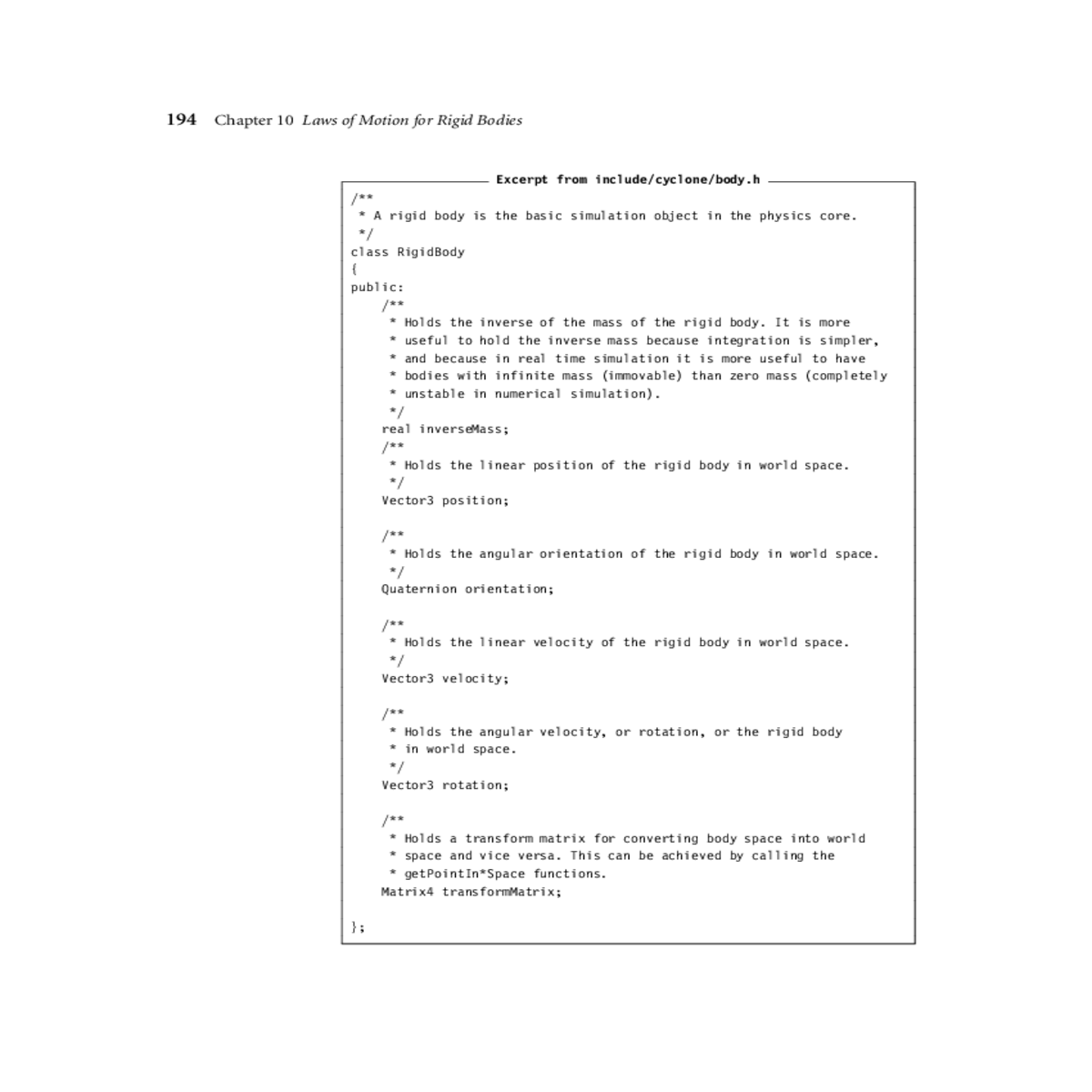other rigidbody code before calculates internal da