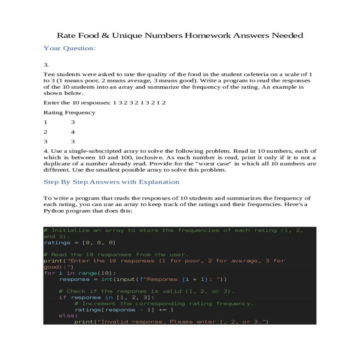 step by step answers with explanation