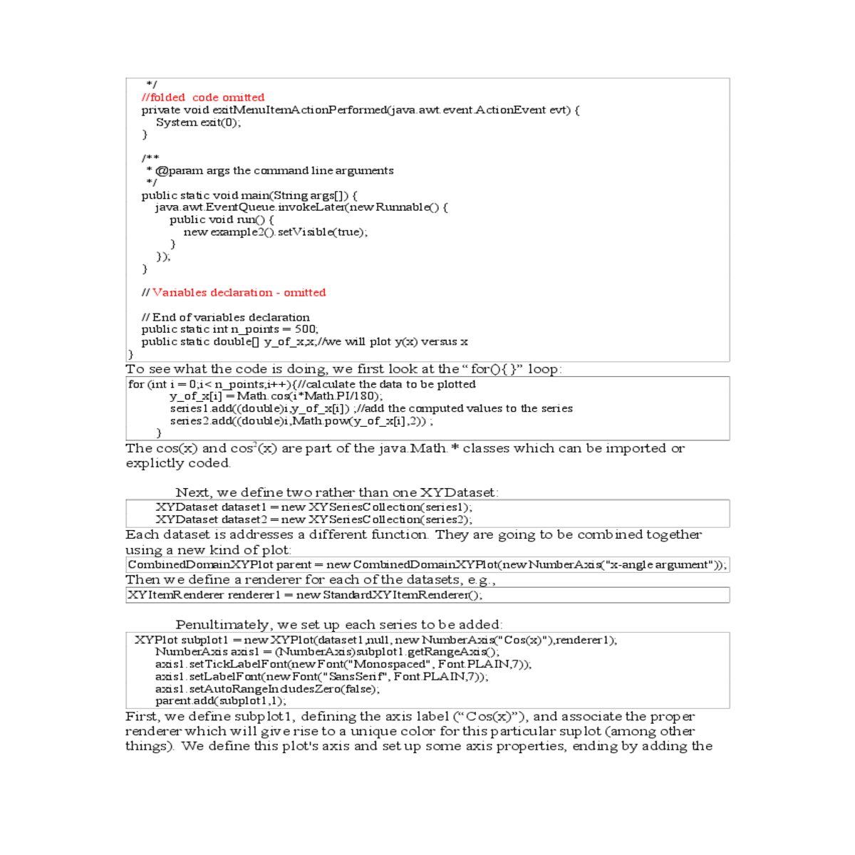 defining the axis label cos