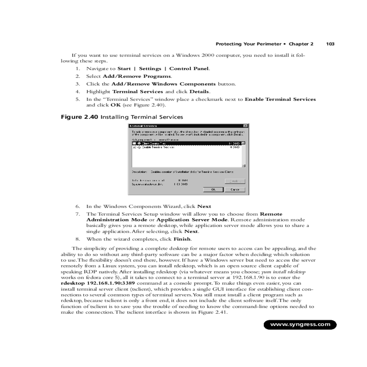click the add windows components button