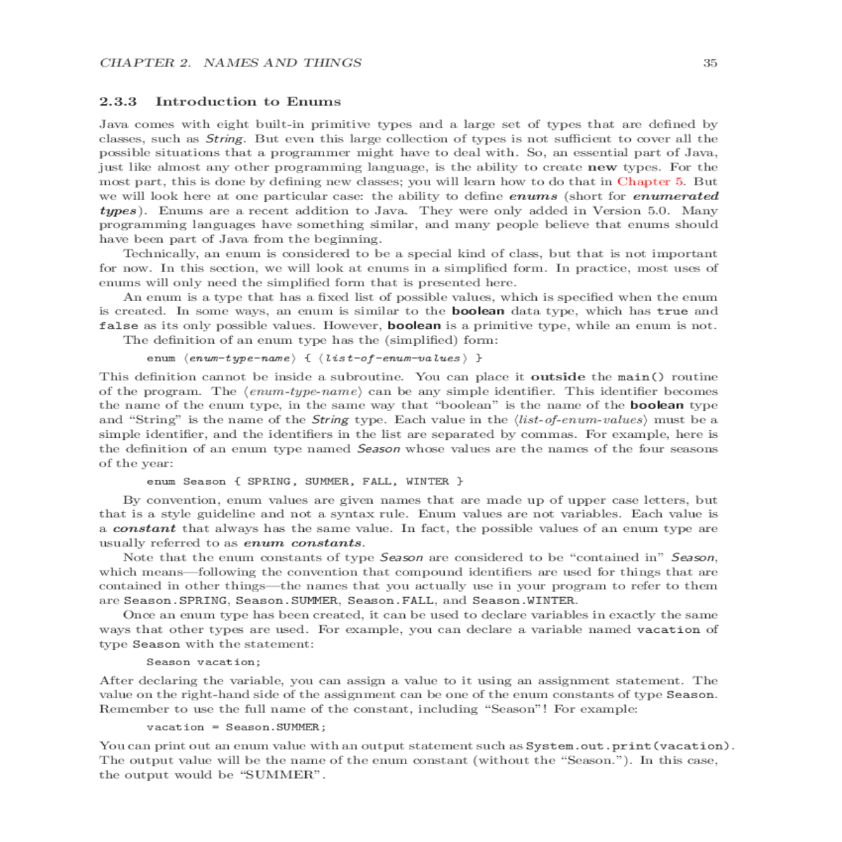 the ordinal number simply tells the position the v