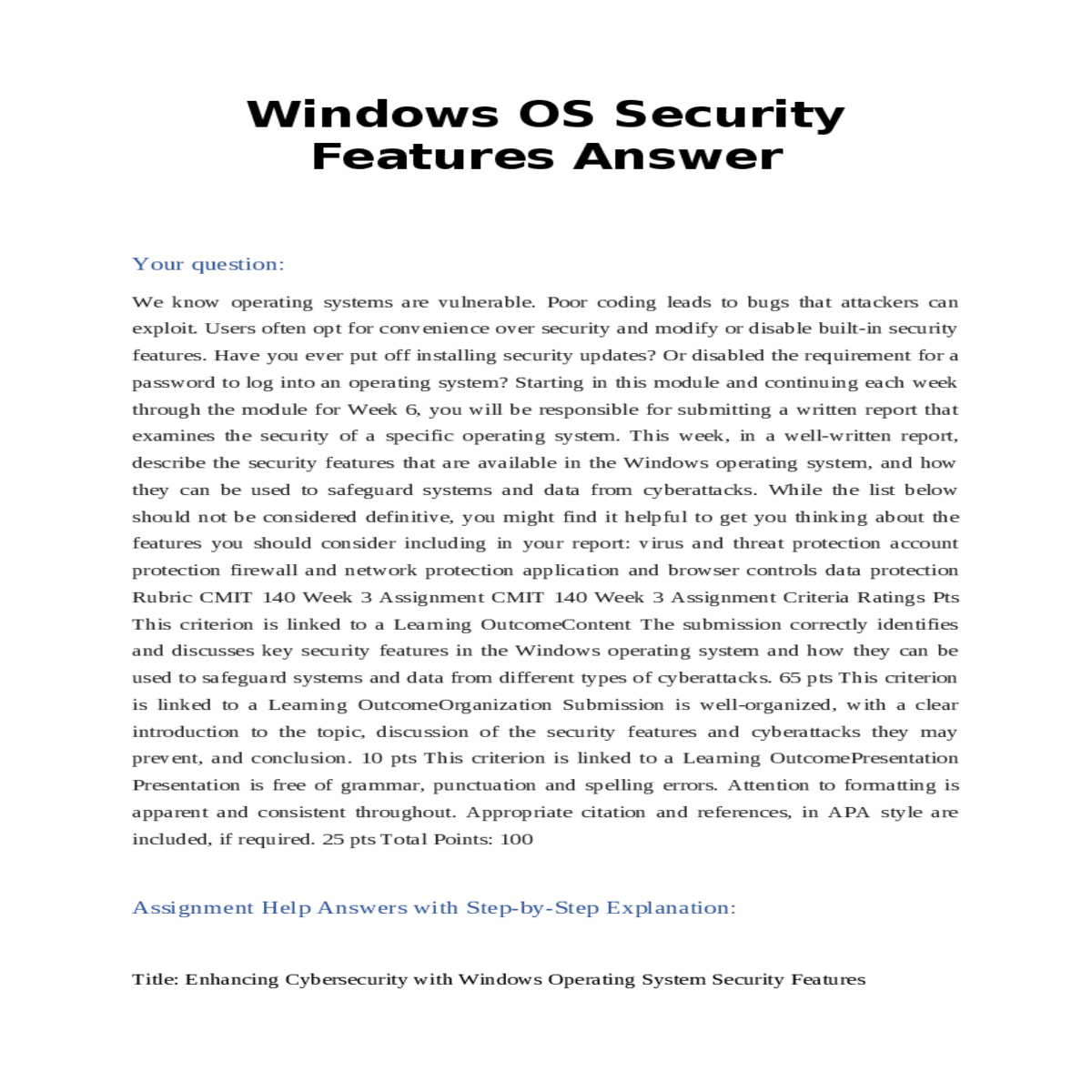 windows os security features answer