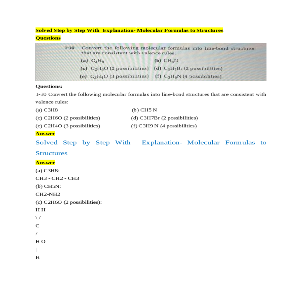 solved step step with explanation molecular formul
