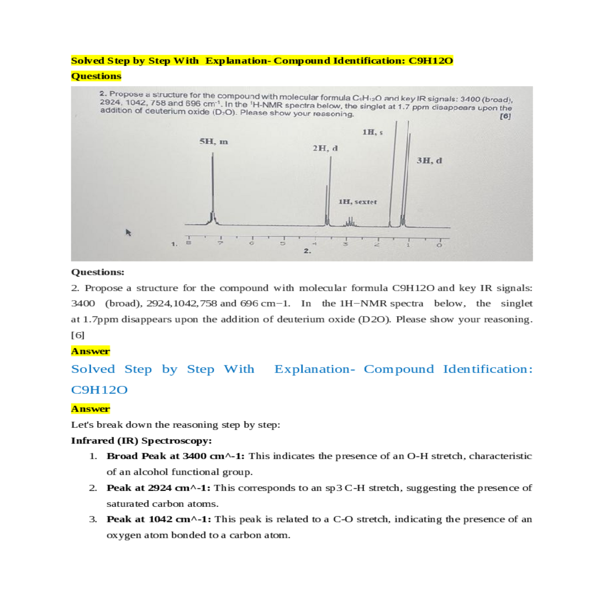 can deduce the structure the compound benzene ring