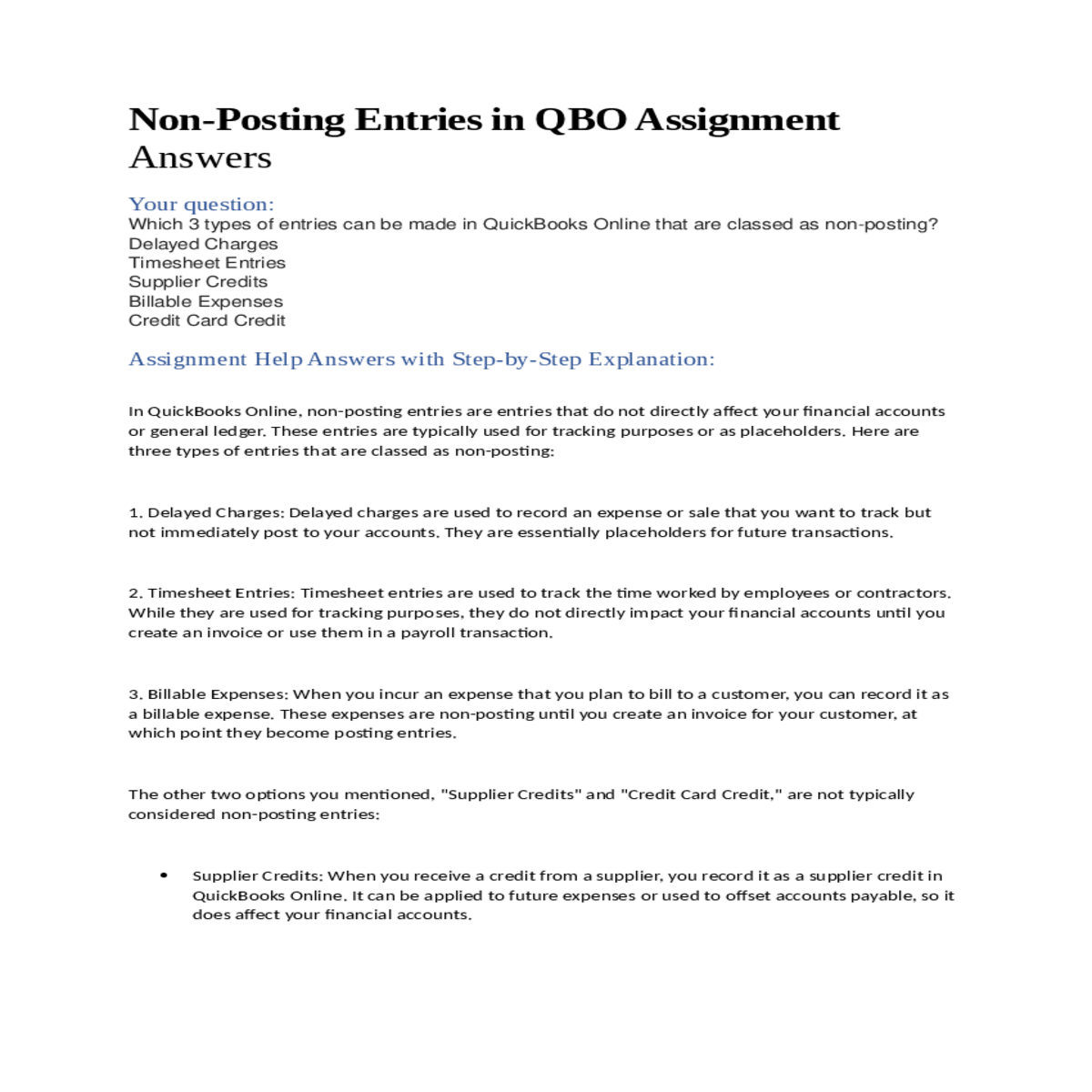 you record supplier credit quickbooks online