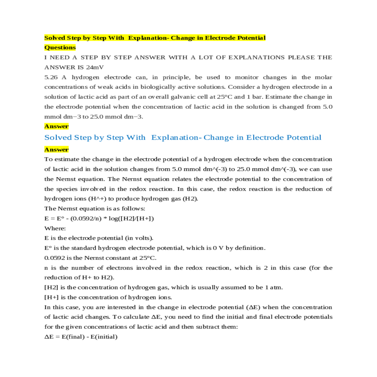 can use the nernst equation