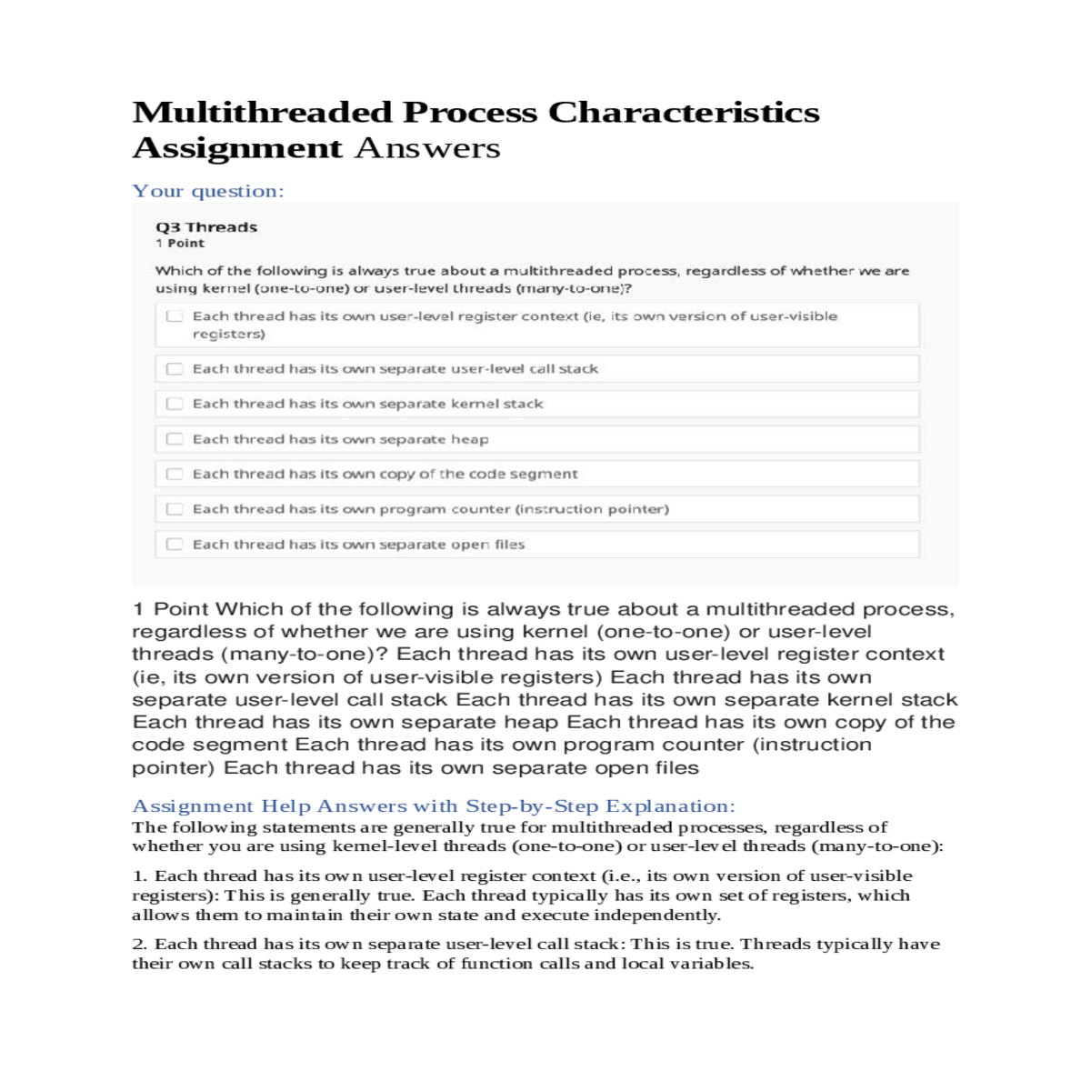 assignment help answers with stepbystep explanatio