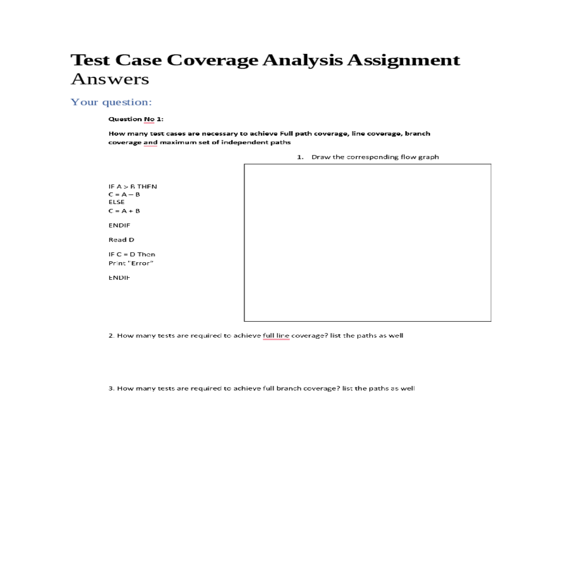 branch coverage and maximum set independent paths