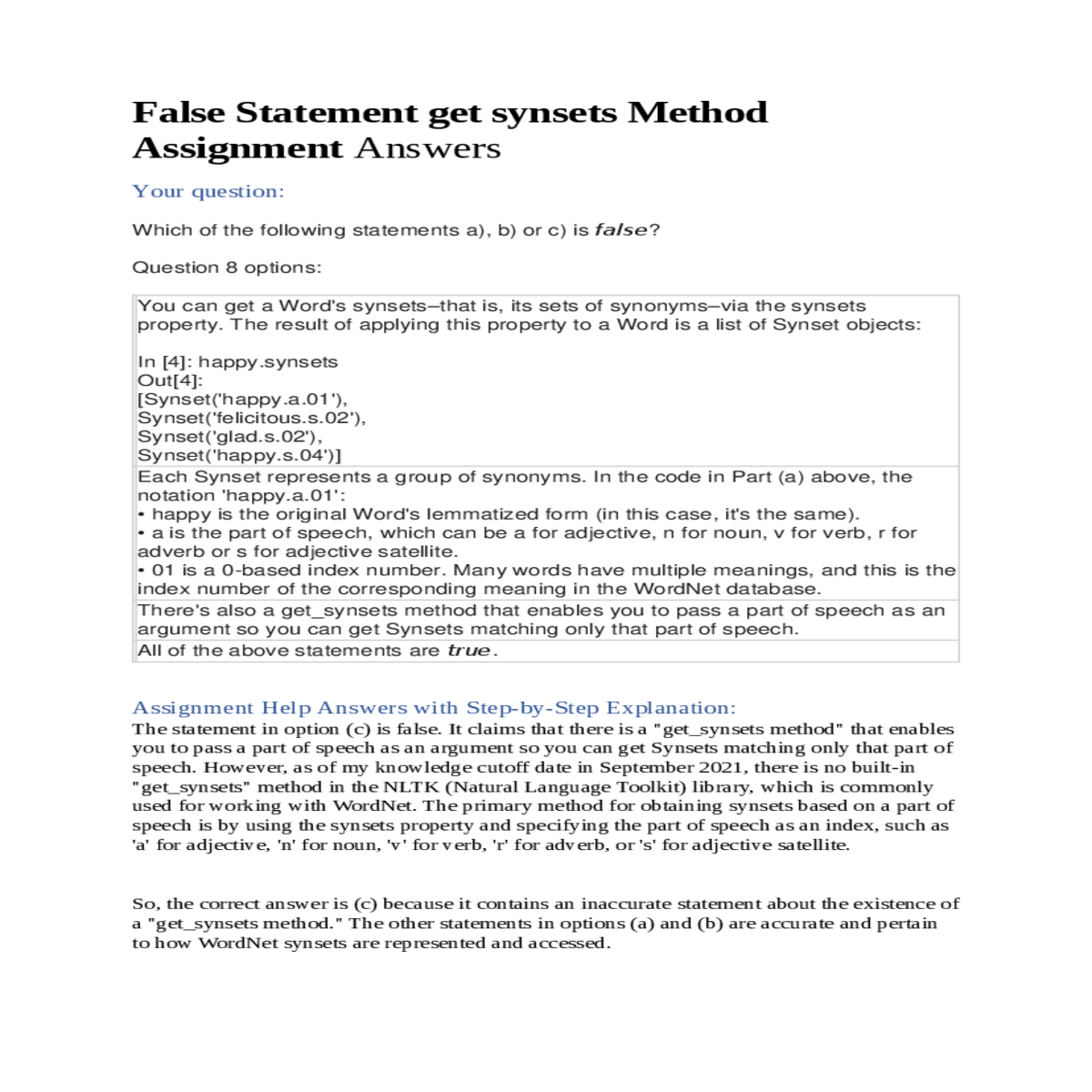assignment help answers with stepbystep explanatio
