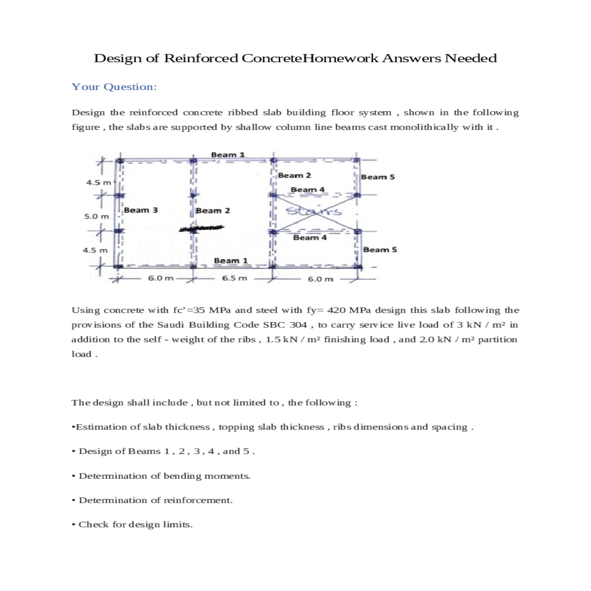 design the reinforced concrete ribbed slab buildin