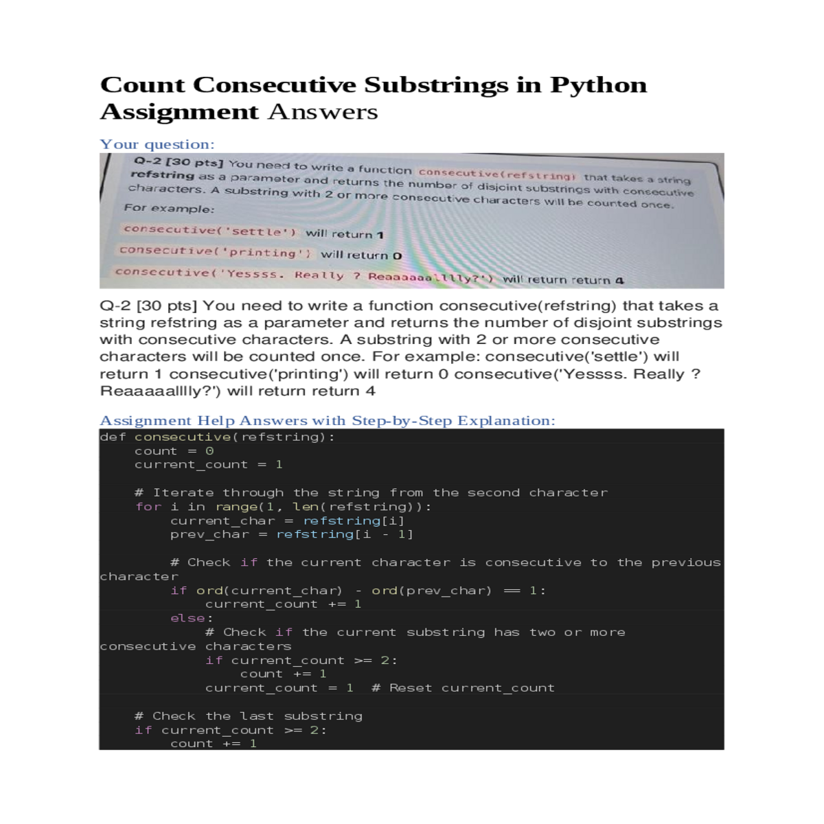 assignment help answers with stepbystep explanatio