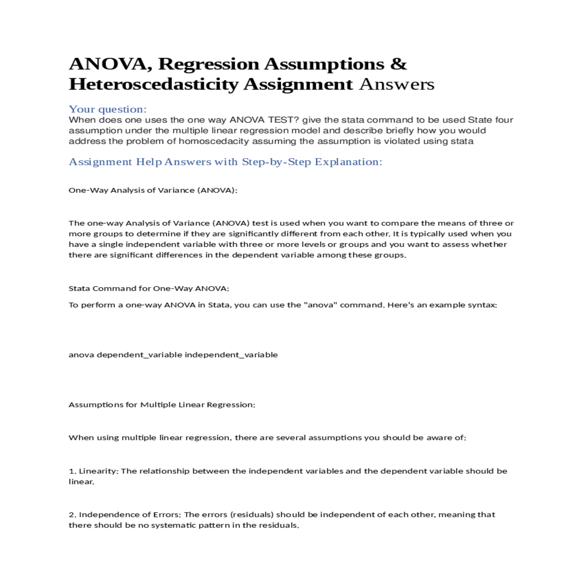 assignment help answers with stepbystep explanatio