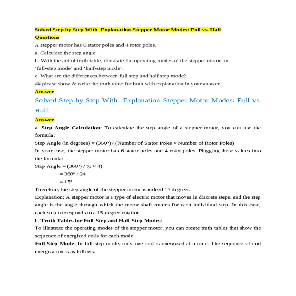 step angle calculation calculate the step angle st