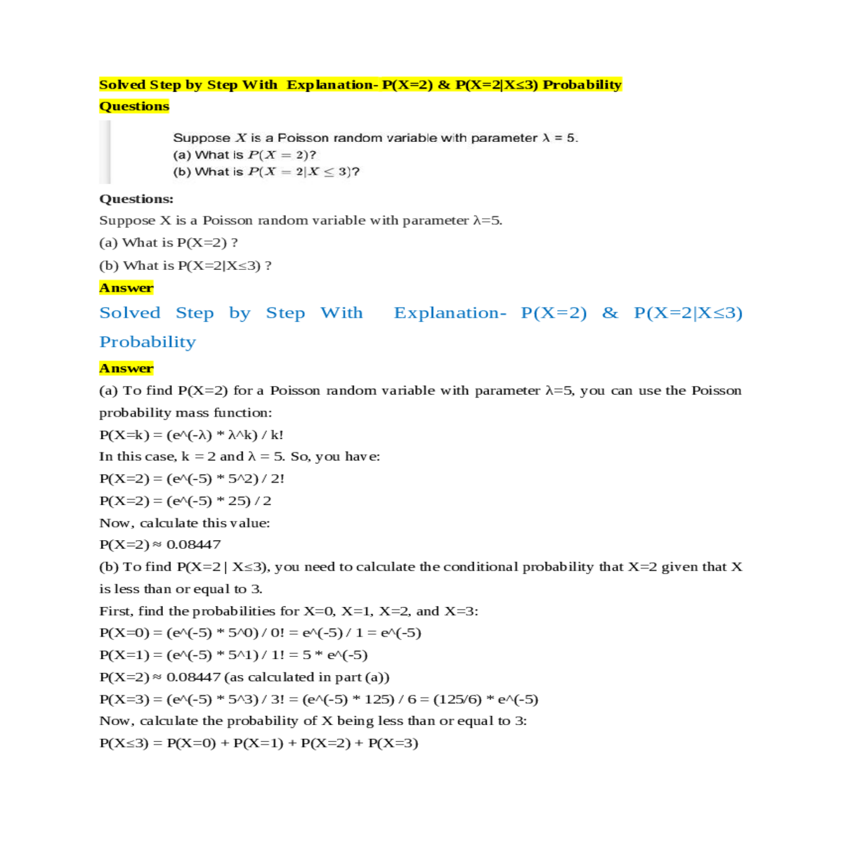 using the conditional probability formula