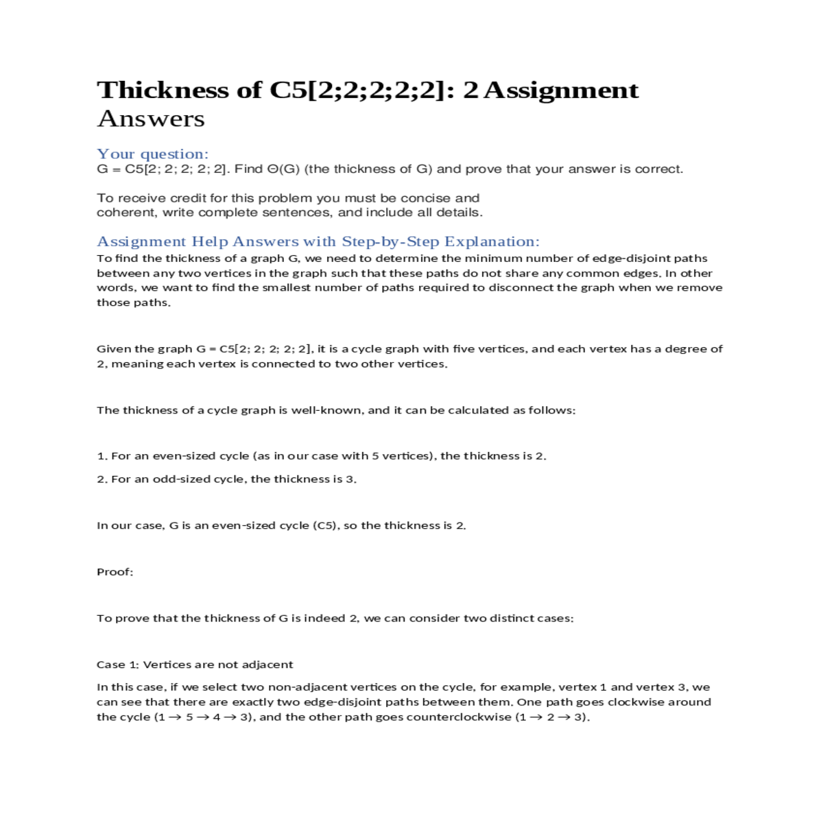 assignment help answers with stepbystep explanatio