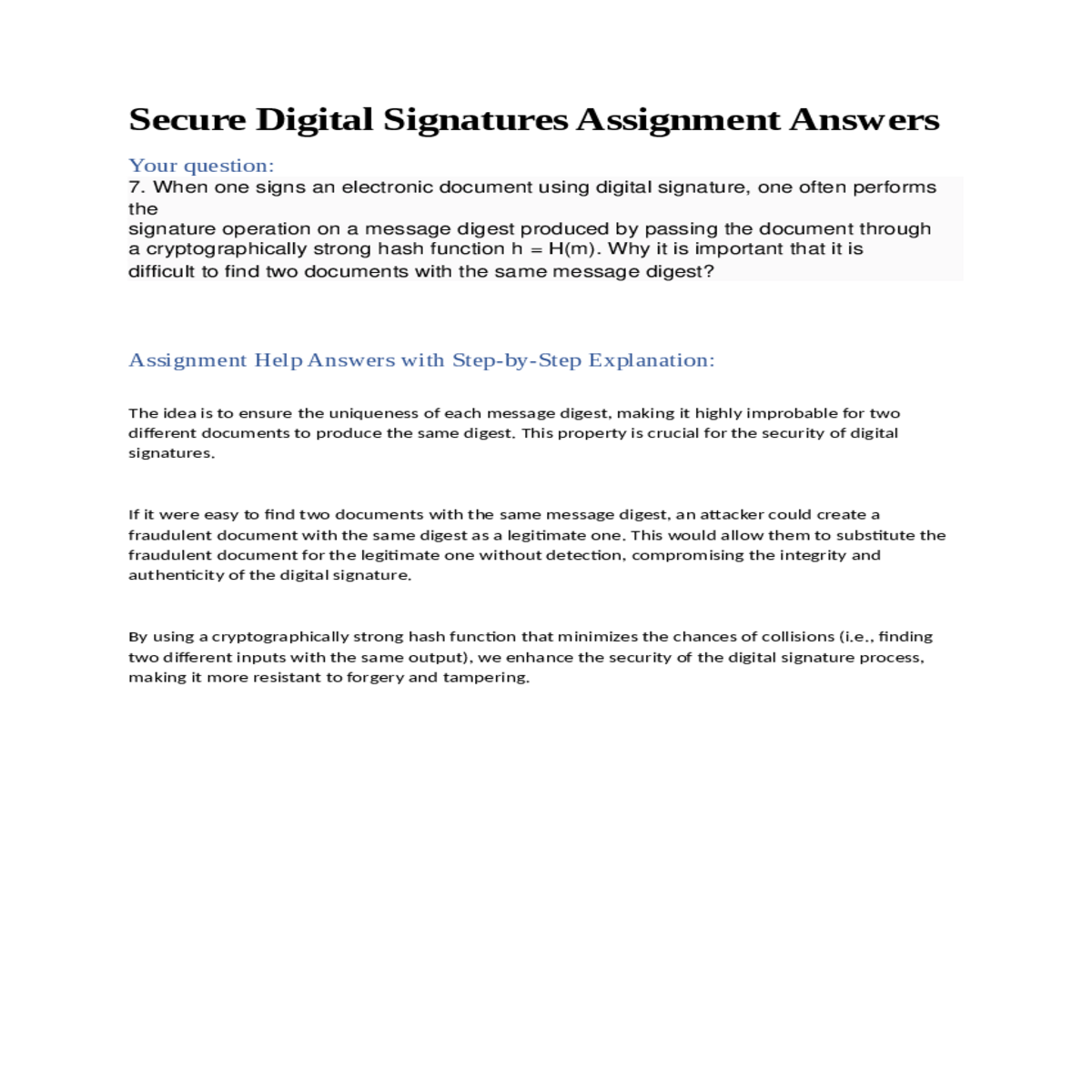 assignment help answers with stepbystep explanatio