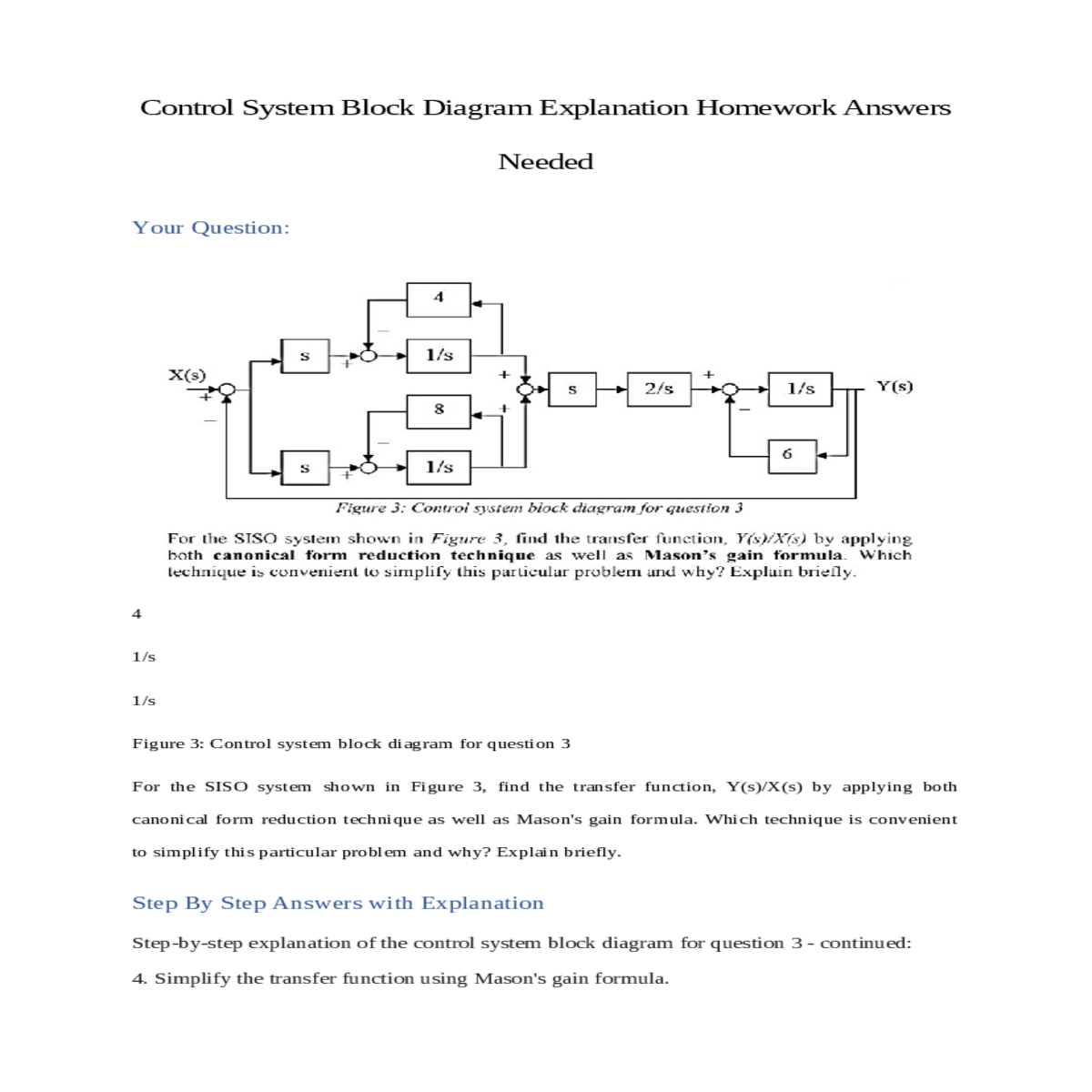 control system block diagram explanation homework 