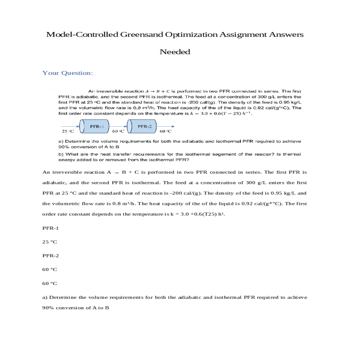 the density the feed and the volumetric flow rate