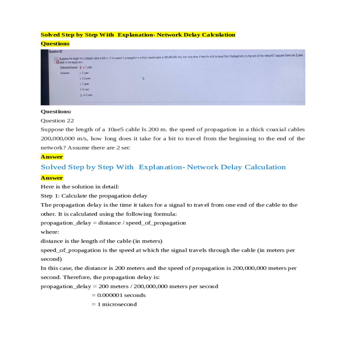 the speed propagation thick coaxial cables