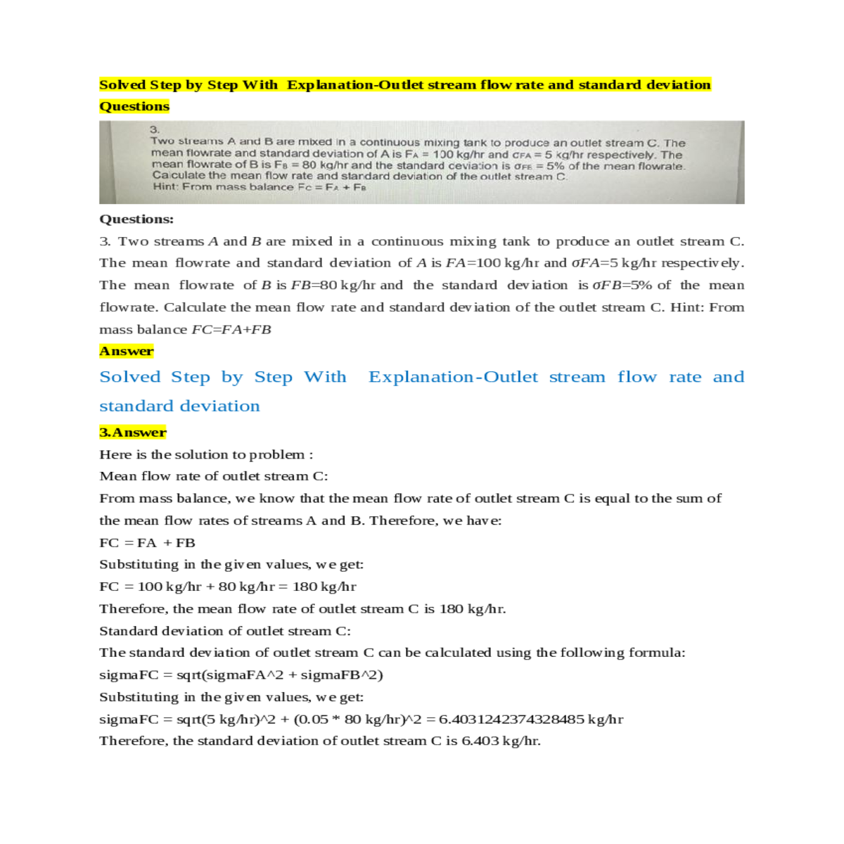 calculate the mean flow rate and standard deviatio