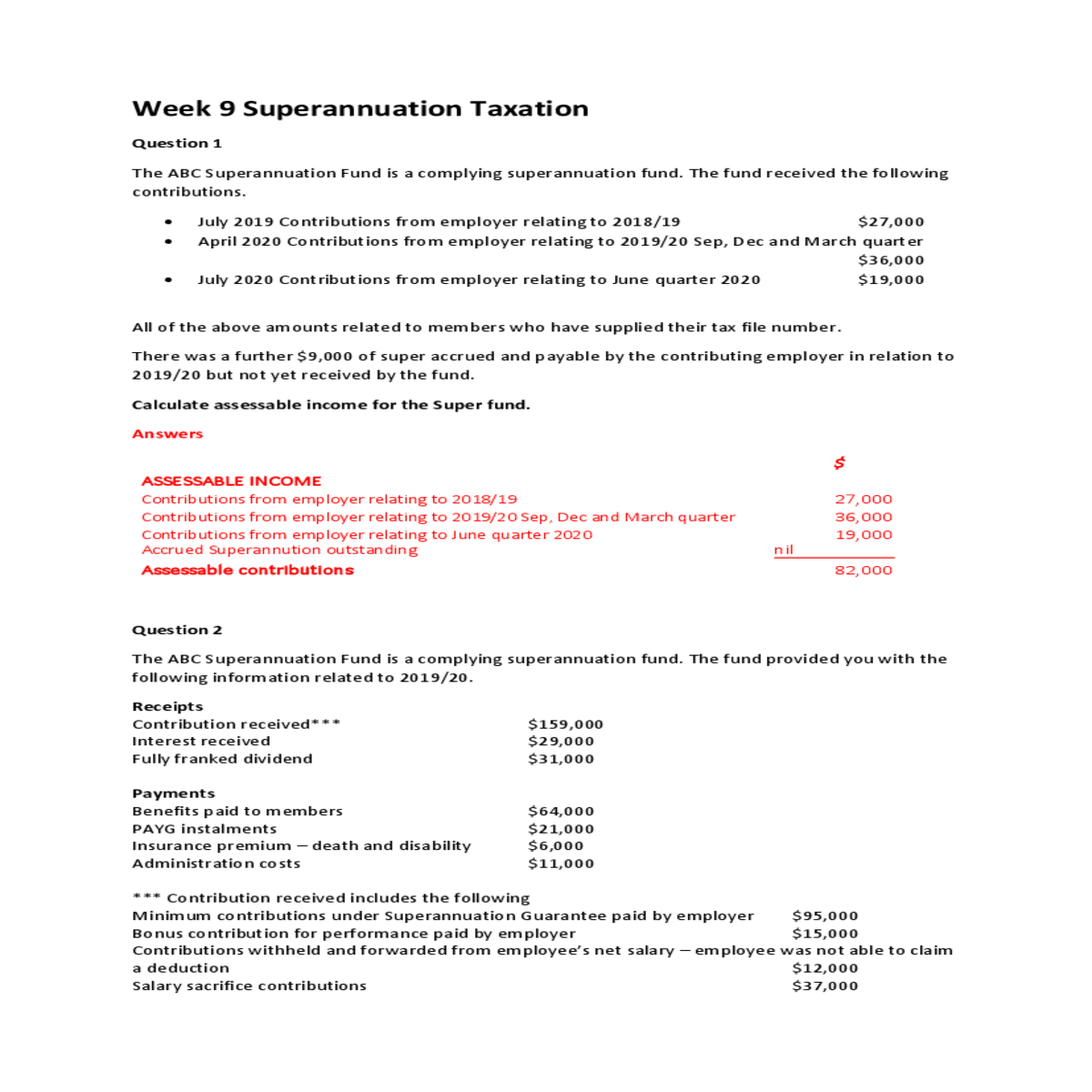 concessional contributions behalf members spouse assessable con