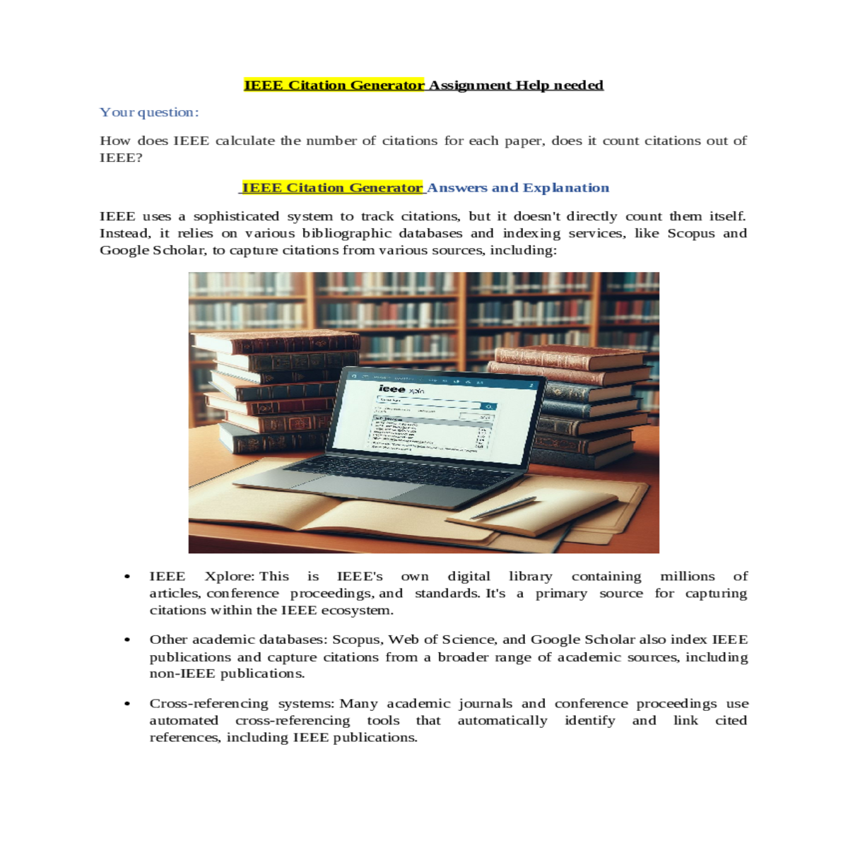 ieee citation generator answers and explanation