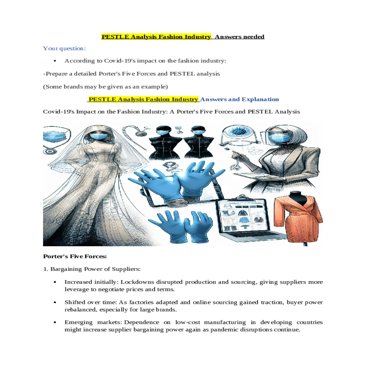 pestle analysis fashion industry answers needed