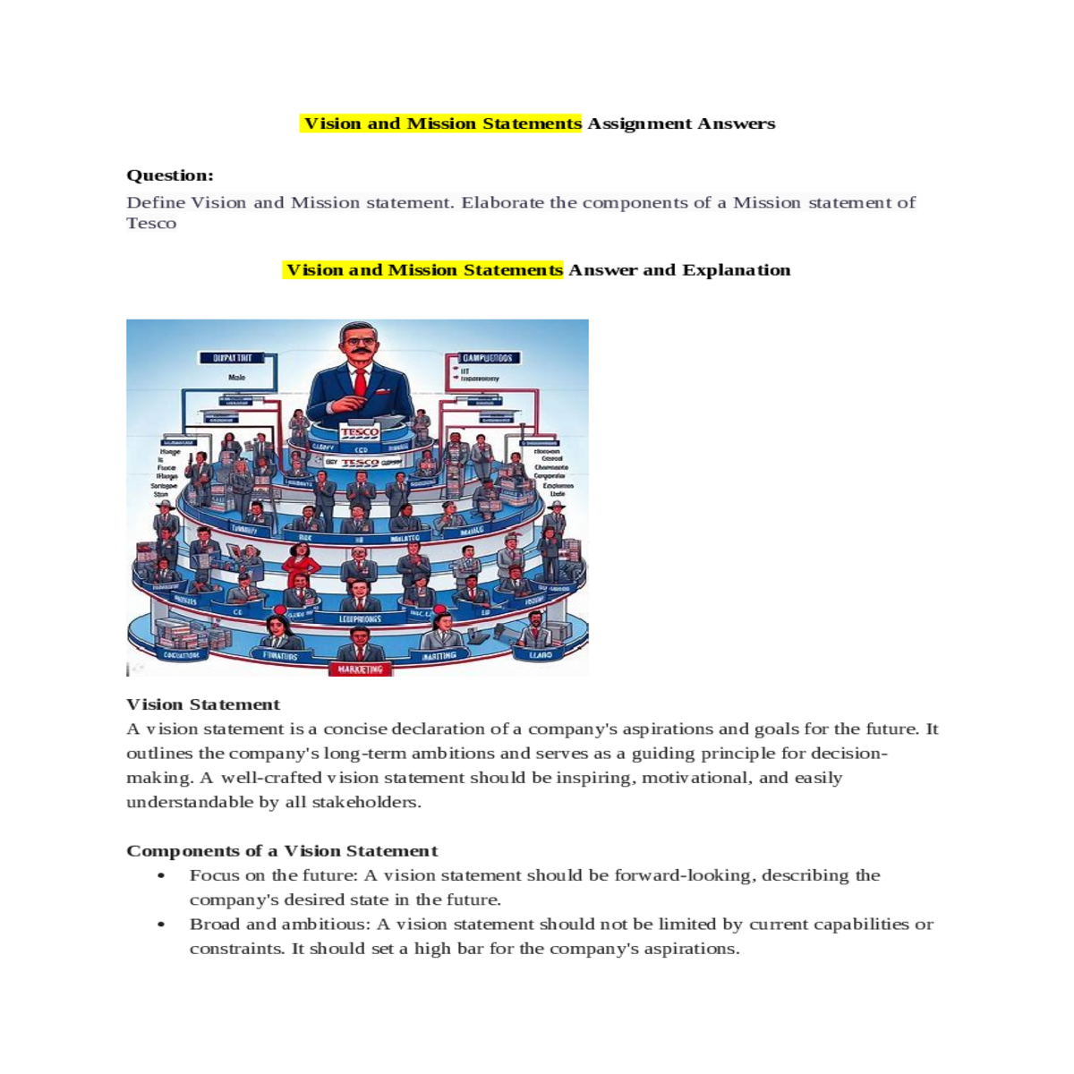 vision and mission statements assignment answersde