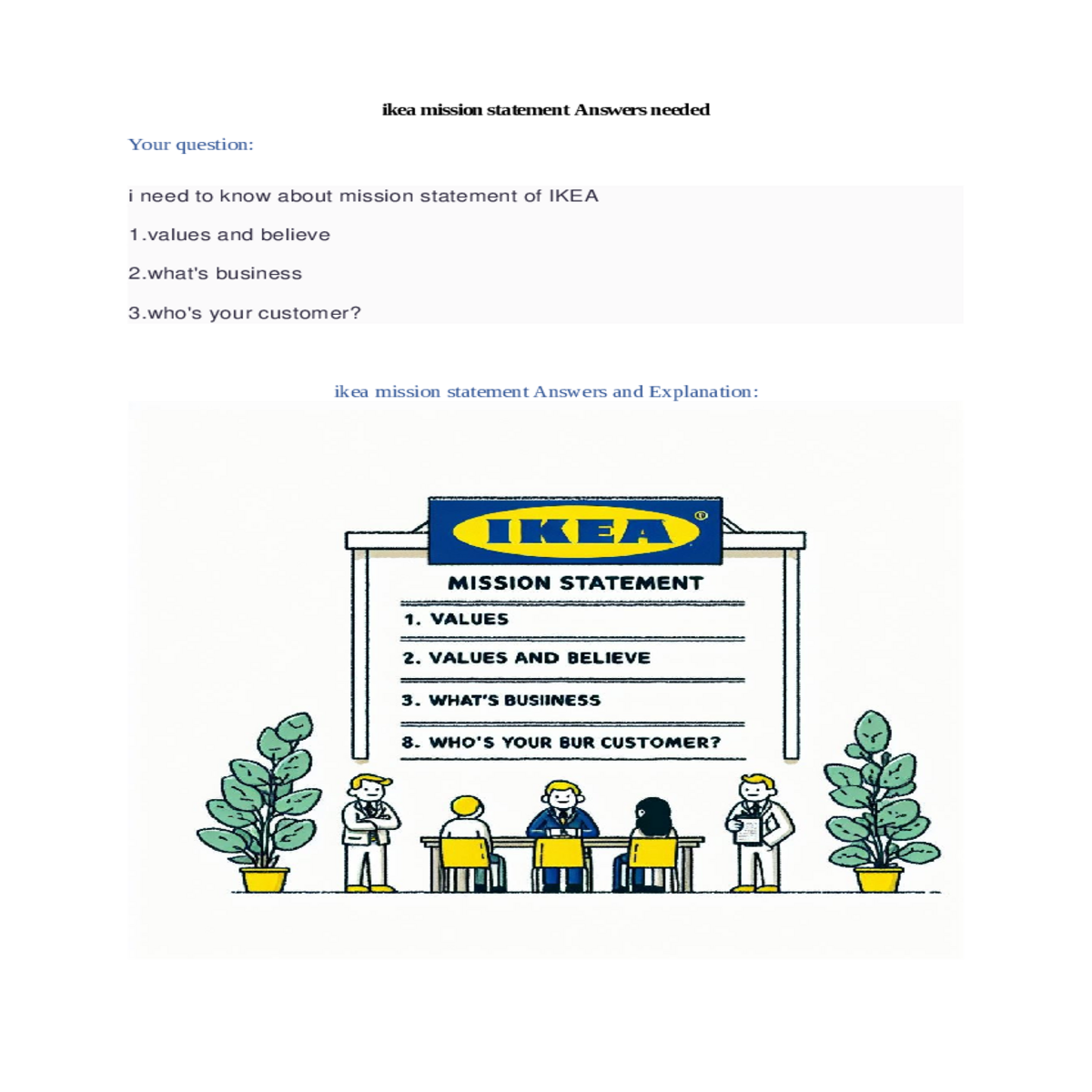 ikea mission statement answers needed